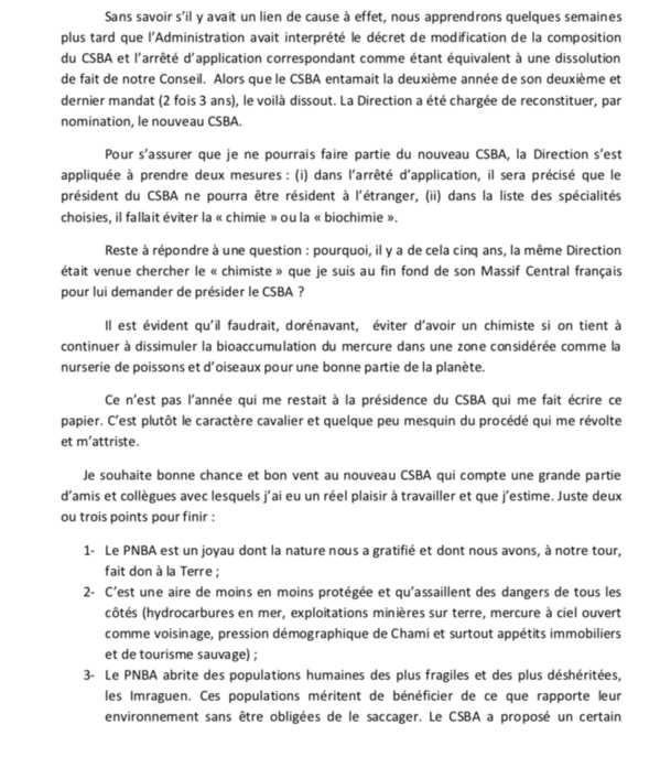 Première victime du Mercure de Chami… le Conseil Scientifique du Banc d’Arguin.