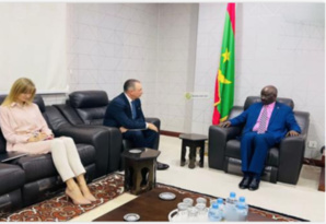 SEM Mohamed Salem Ould Merzoug avec SEM Boris Jiko ambassadeur de Russie en Mauritanie