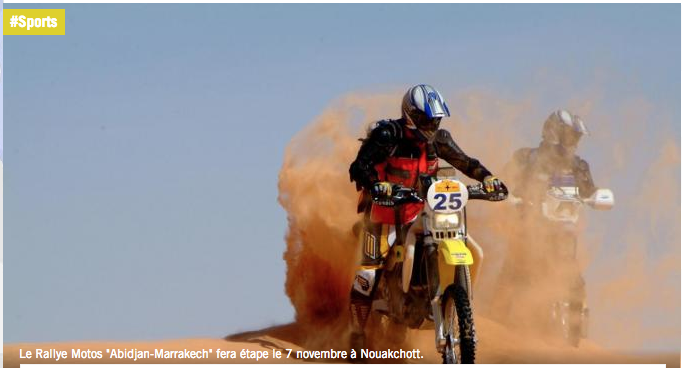 Mauritanie: étape du Rallye Motos "Abidjan-Marrakech" le 7 novembre