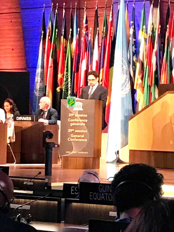 Le ministre de la culture prononce un discours devant la 39ème session de l’Assemblée générale de l’Unesco