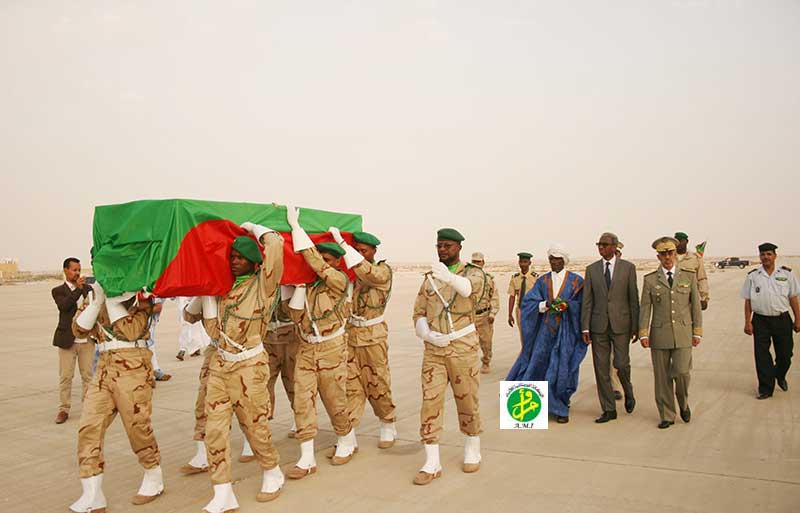 La dépouille du martyr tombé sur le champ d'honneur en Centrafrique arrive à Nouakchott