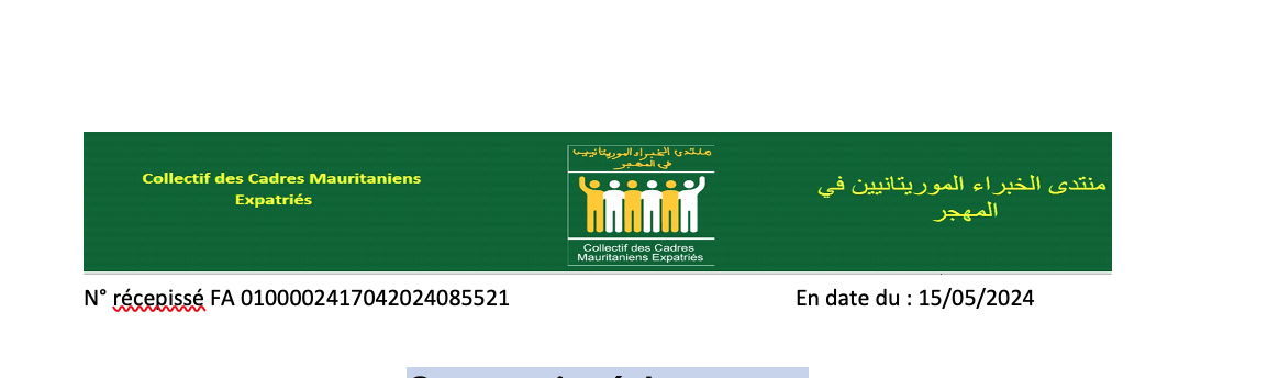 Renouvellement des instances du Collectif des Cadres Mauritaniens Expatriés Nouakchott, le 11 janvier 2025